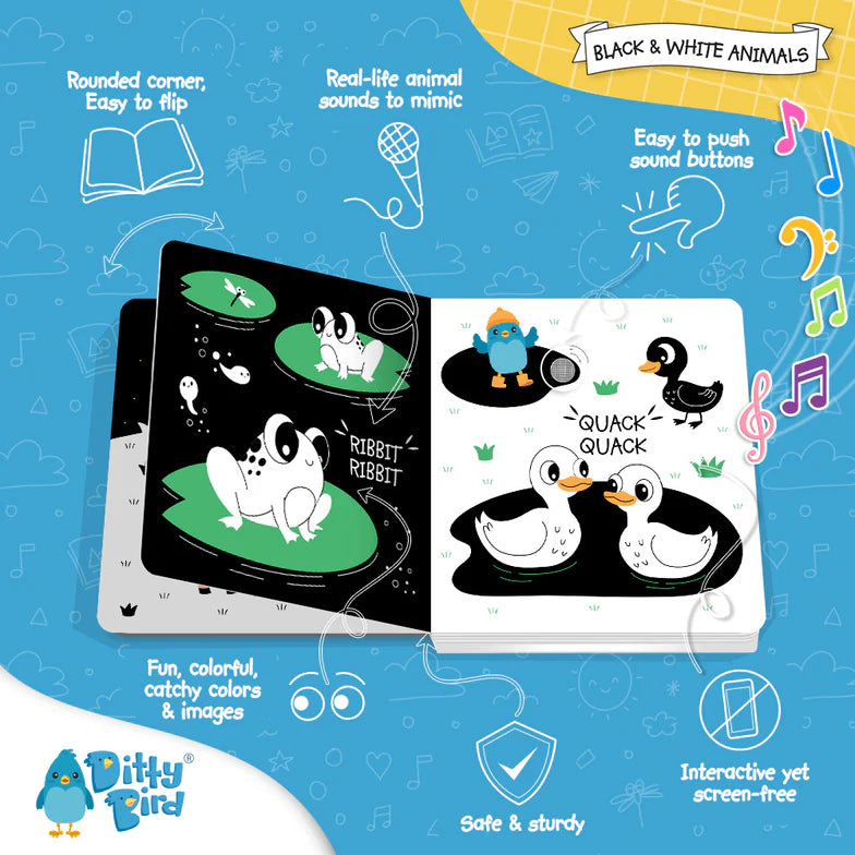 Ditty Bird Book Black & White Animals