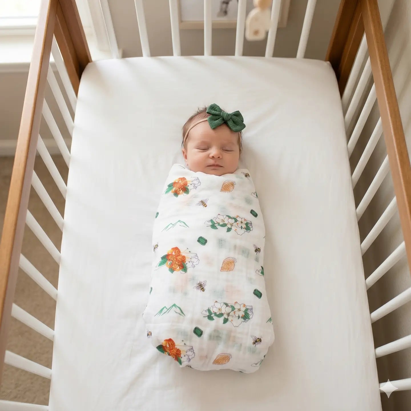 North Carolina Muslin Swaddle Blanket Floral