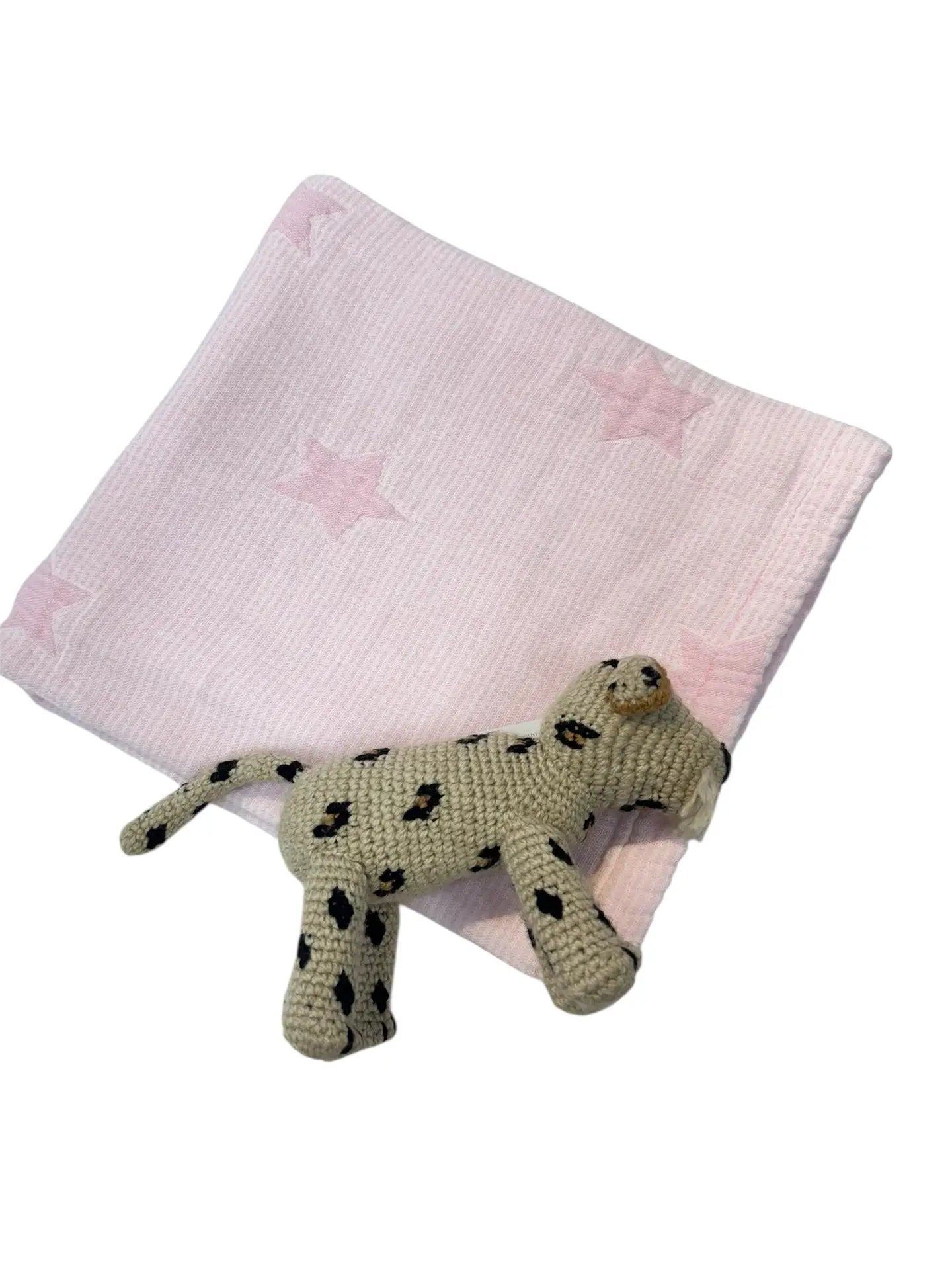 Seersucker with Stars Baby Blanket, Pink