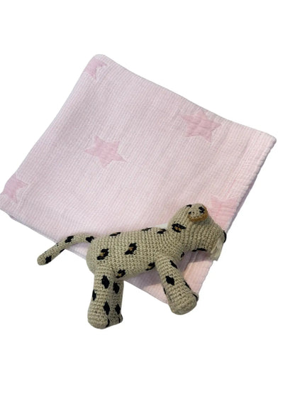 Seersucker with Stars Baby Blanket, Pink