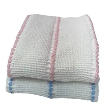 Pucker Texture with Stripe Baby Blanket (Pink/Blue)