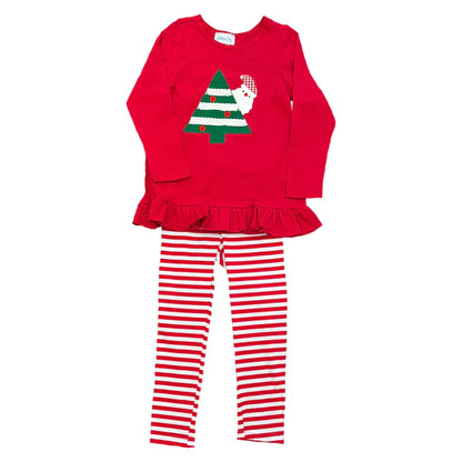 Baby Doll Top Santa Tree With Stripped Legging