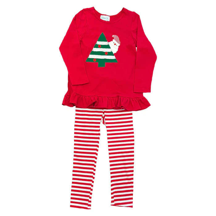 Baby Doll Top Santa Tree With Stripped Legging