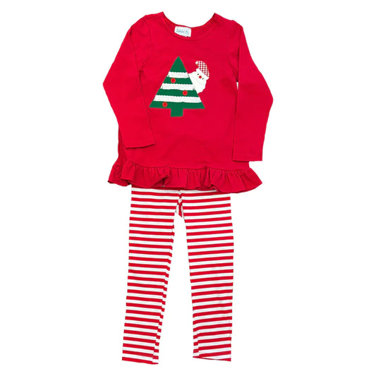 Baby Doll Top Santa Tree With Stripped Legging