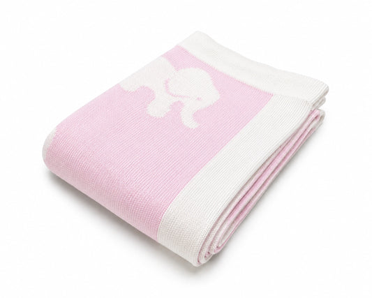Elephants Blanket - Pink/White