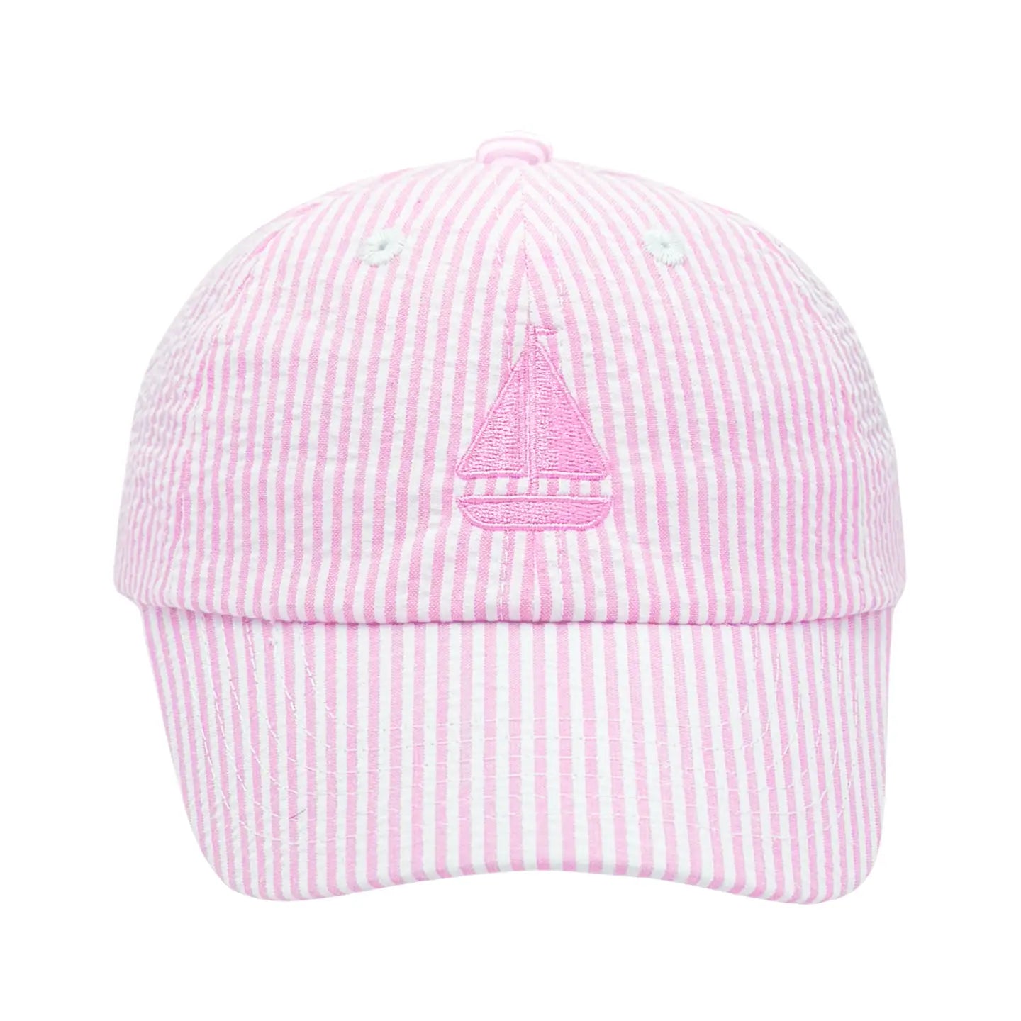 Pink Sailboat Bow Seersucker Hat