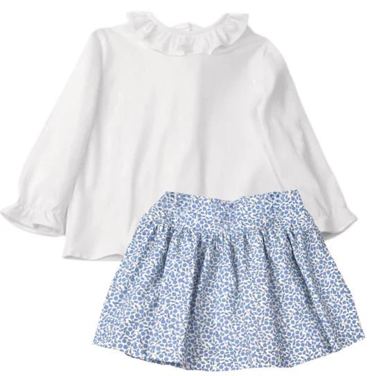 Ruffle Blouse With Vintage Floral Skirt