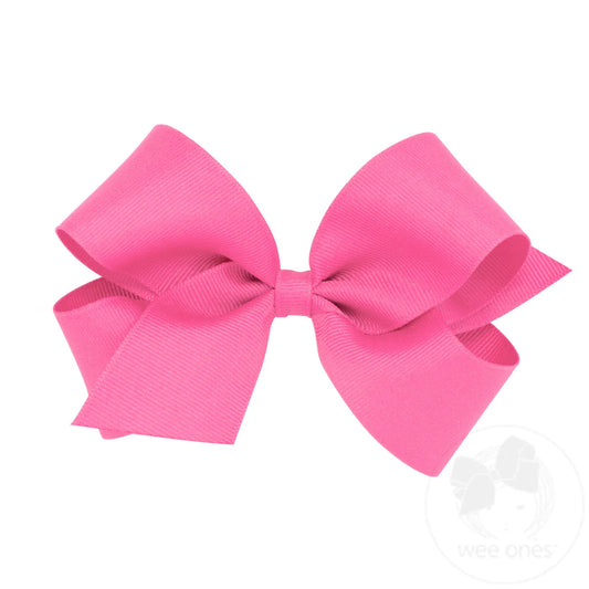 Medium Solid Grossgrain Hot Pink Bow