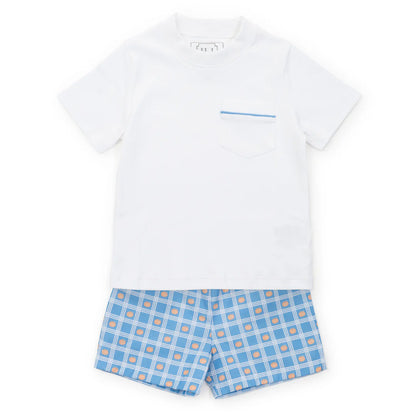 Hudson Boys' Short Set - Pumpkin Plaid