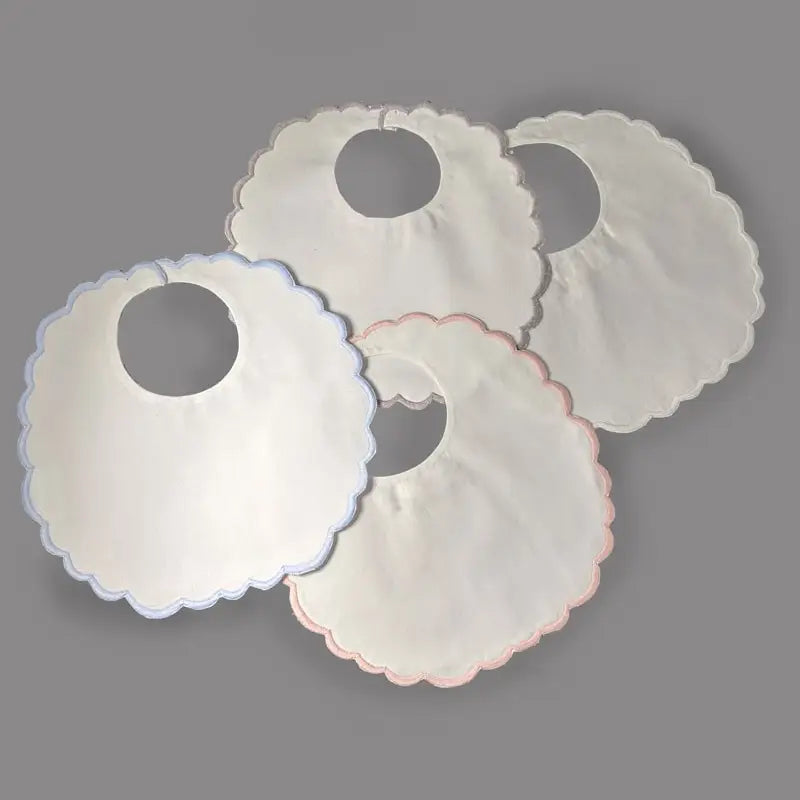 Blue Scalloped Baby Bib - Perfect for Monogram