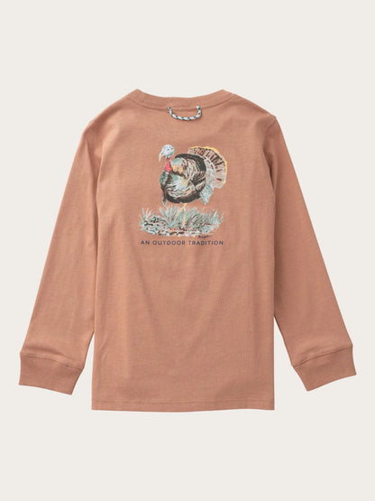 Boys Long Sleeve Pocket Tee - Mocha/Turkey