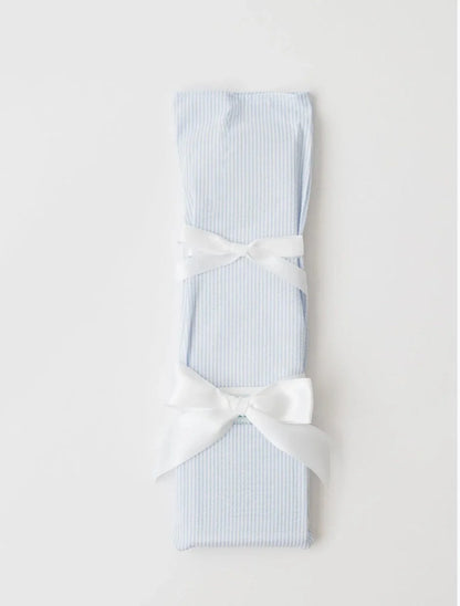 Knife Seersucker Blue With White Bow Boy