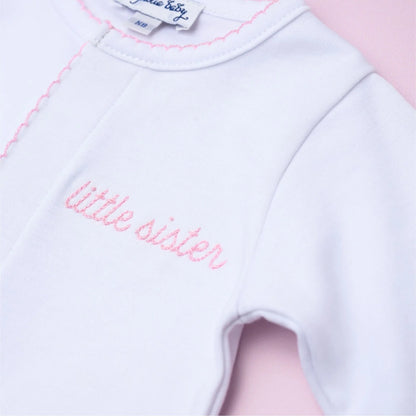 Little Sister Embroidered Footie 6m