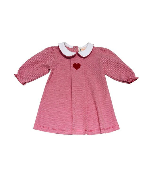 Red & White Striped Heart Dress - Size 3T