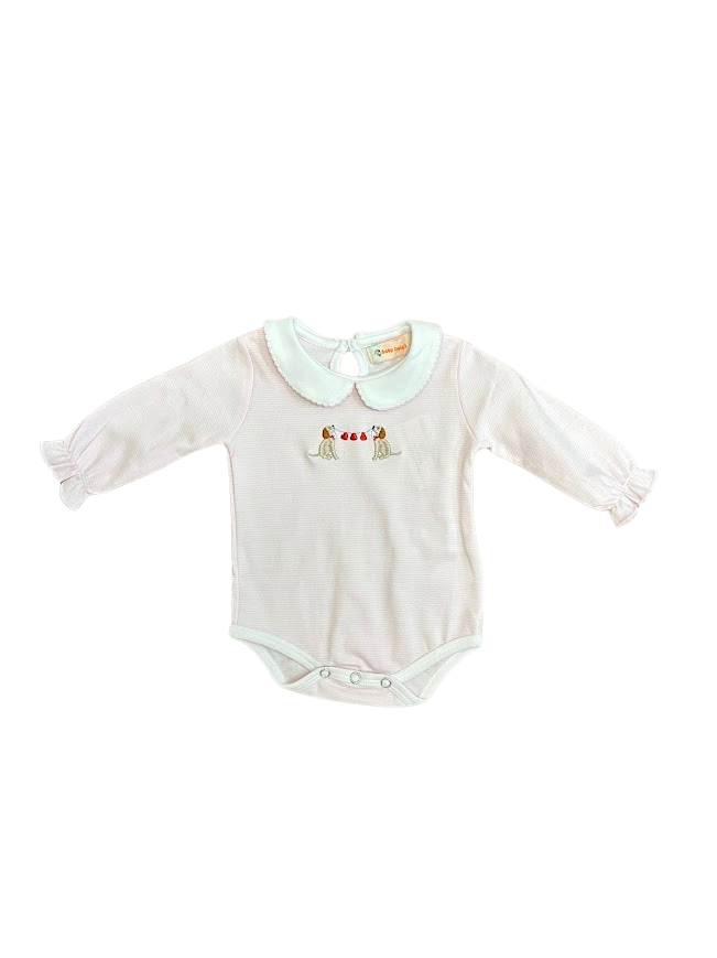 Heart Dogs Pink And White LS Bubble