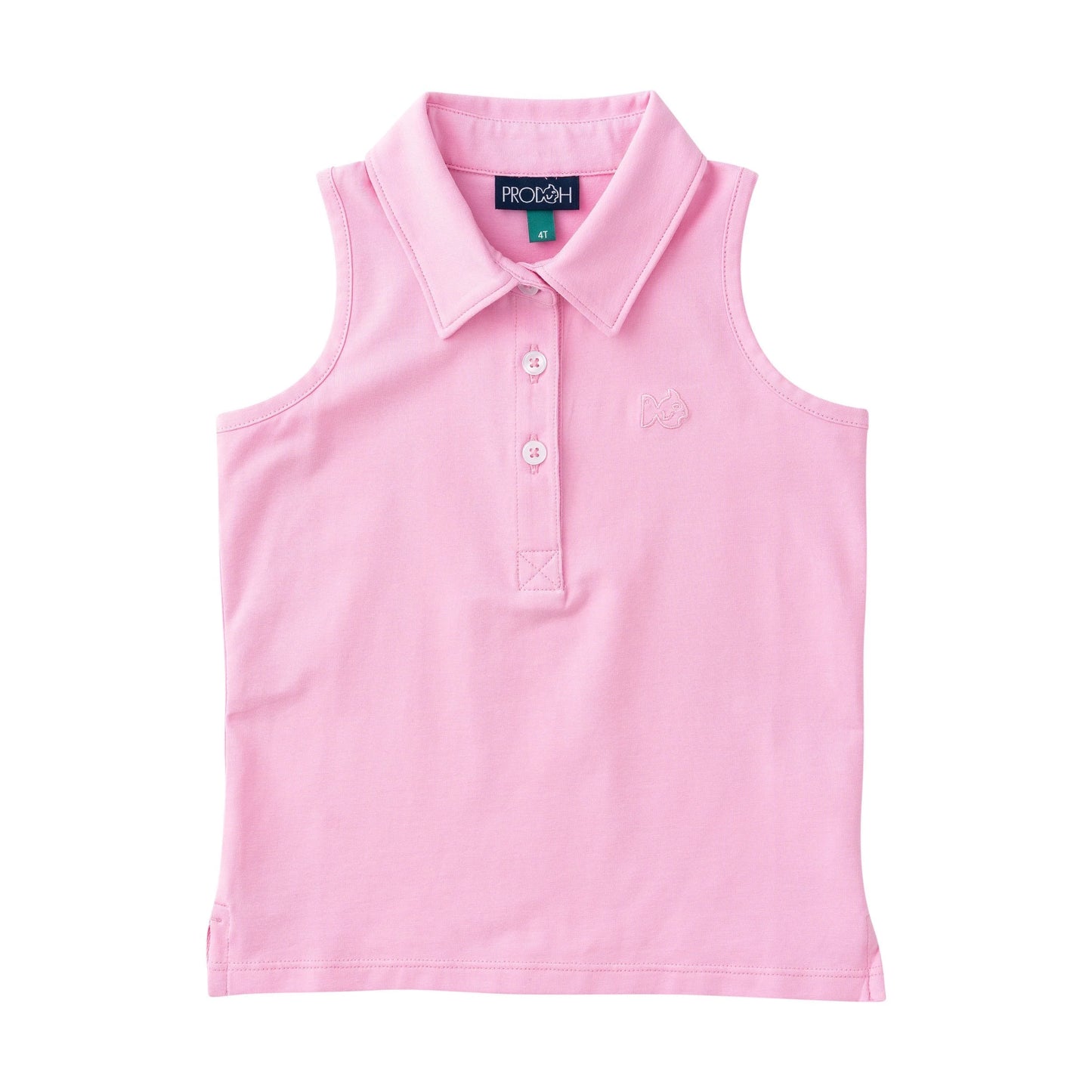 Sleeveless Solid Cotton Polo Pink Frosting