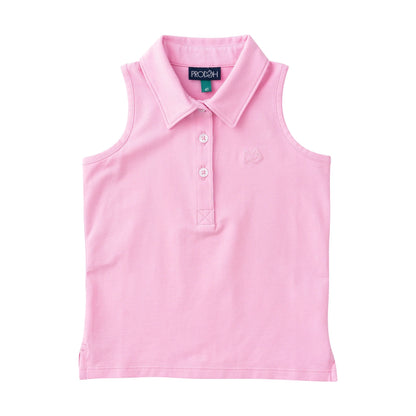 Sleeveless Solid Cotton Polo Pink Frosting