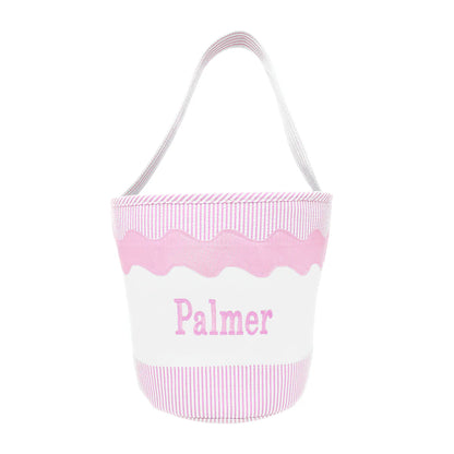 Pink Seersucker Toy Tote Gift Bag