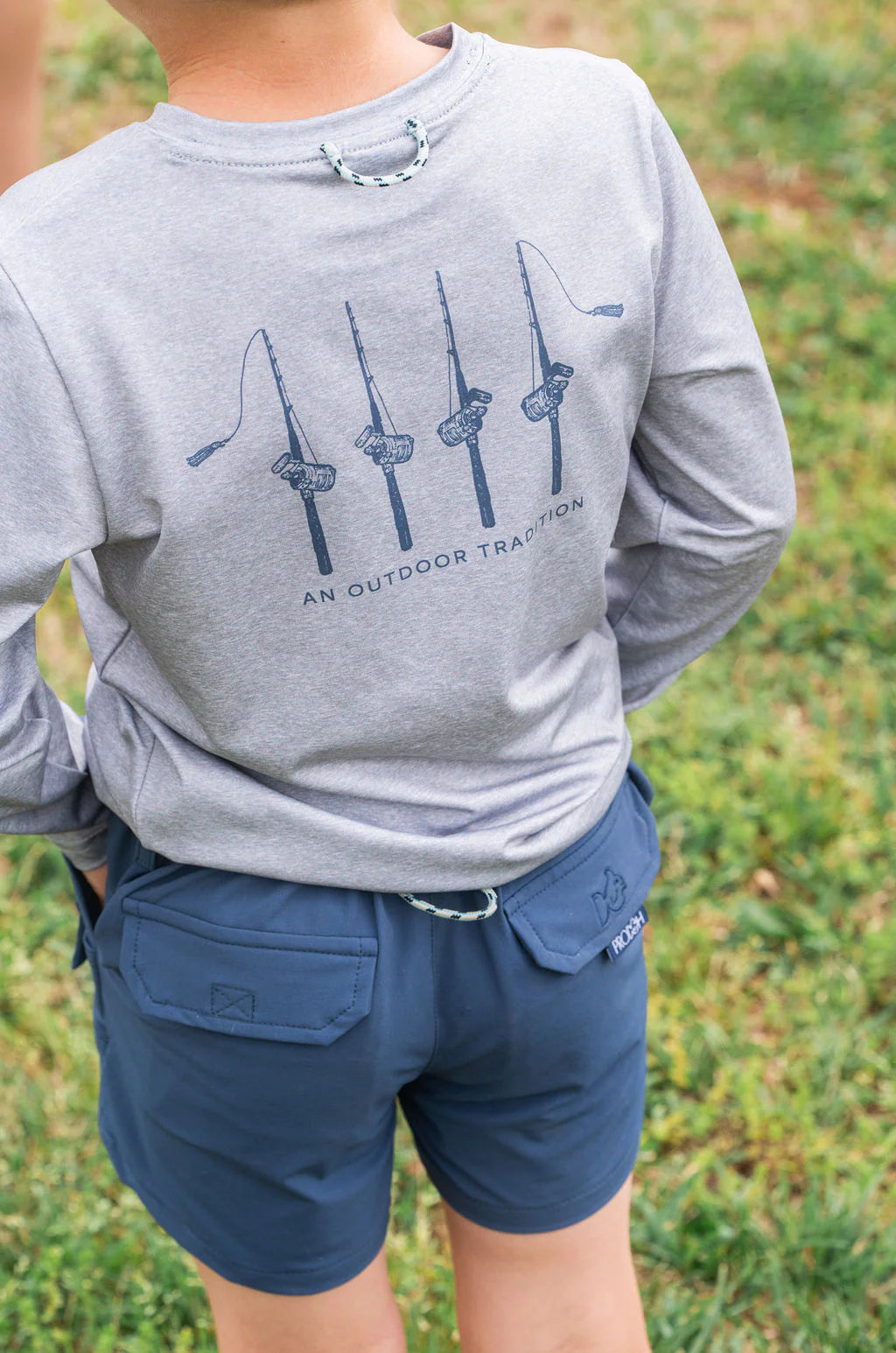 Pro Performance Long Sleeve Shirt - Grey with Rods & Reels