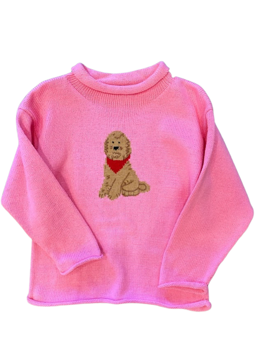 Roll Sweater With Golden Doodle - Pink