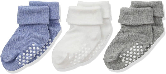 Multi Pack Gripper Socks - Blue/White/Grey