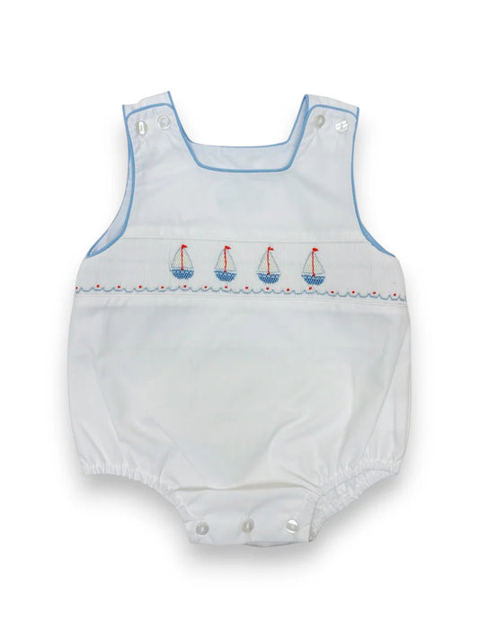 White Poplin Boy's Sailboat Sunbubble