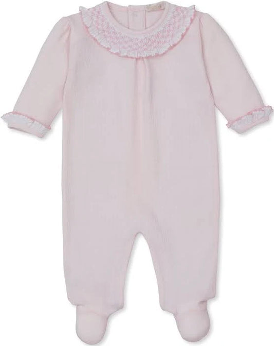 Pink Smocked Ruffle Footie