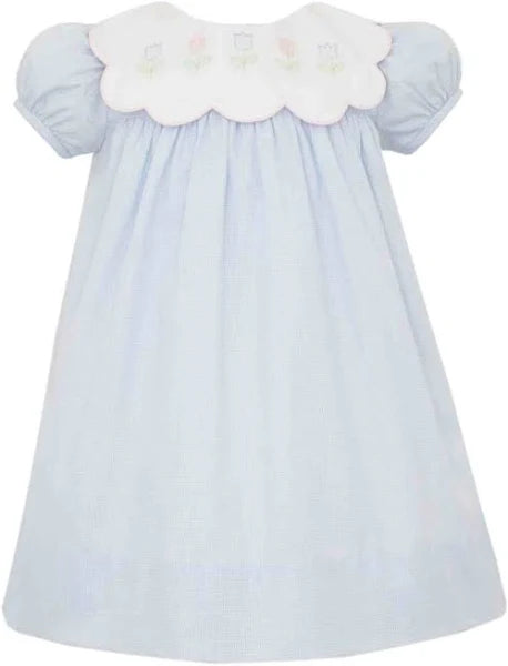 Tulips Girls Dress With Scalloped Collar