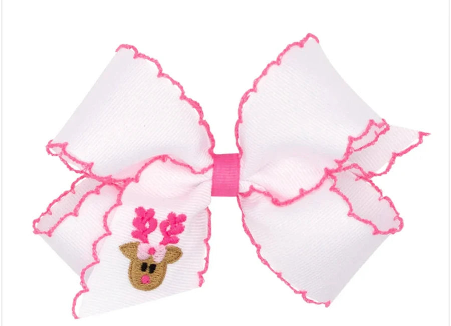 Holiday Bow - Reindeer Pink Trim