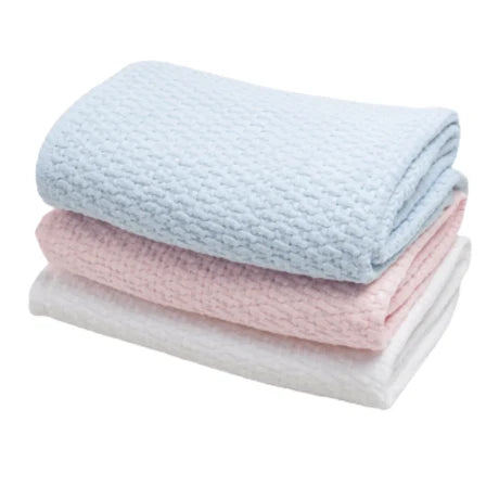 Stonewashed Basket Weave Blanket (Blue/Pink)