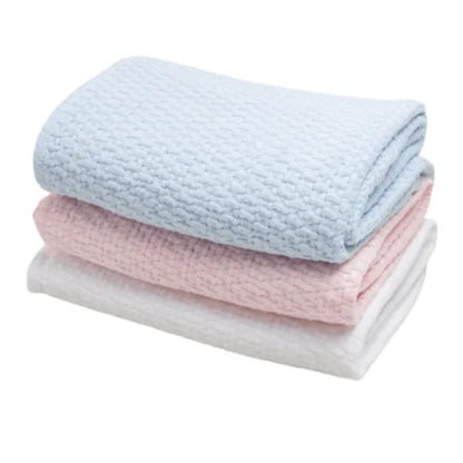 Stonewashed Basket Weave Blanket (Blue/Pink)