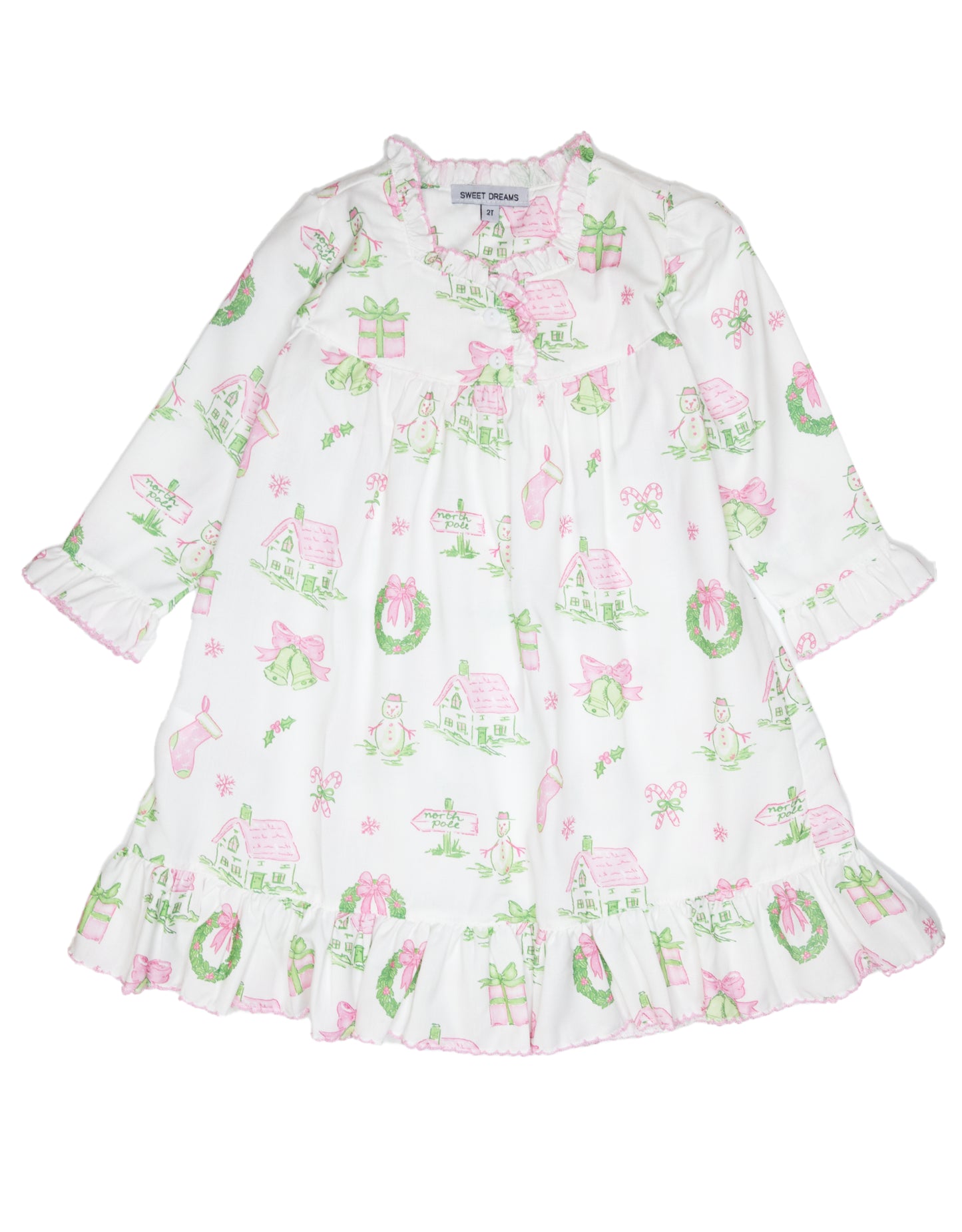 Pink/Green Christmas Print Dress