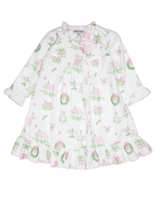 Pink/Green Christmas Print Dress