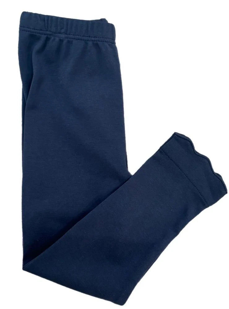 Navy Scalloped Knit Leggings