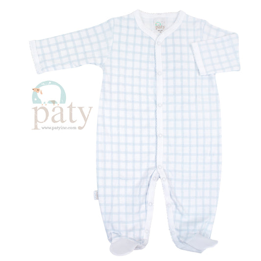 Pima Footie Blue Gingham