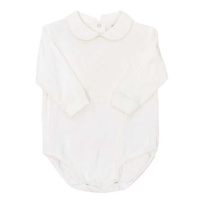 White Knit Boys Long Sleeve Onesie