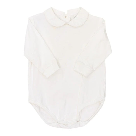 White Knit Boys Long Sleeve Onesie