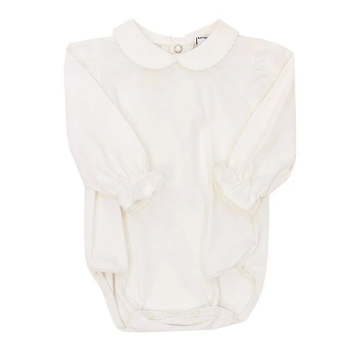 White Knit Girls Long Sleeve Onesie