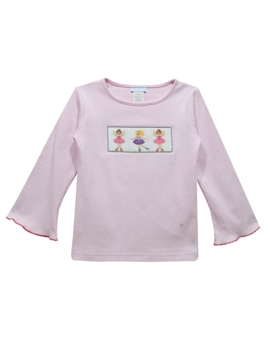 Ballerinas Smocked Pink LS Shirt