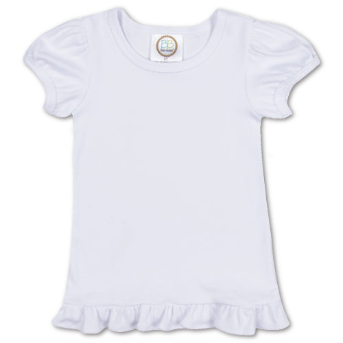 White Short Sleeve Ruffle Shirt