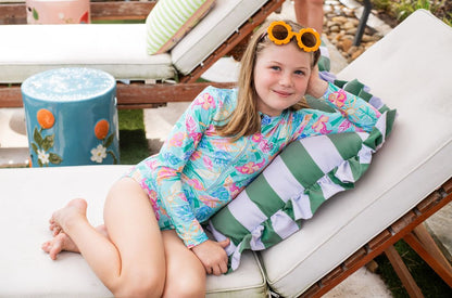 Surf And Turf Zip Front Swimsuit Tropical Floral