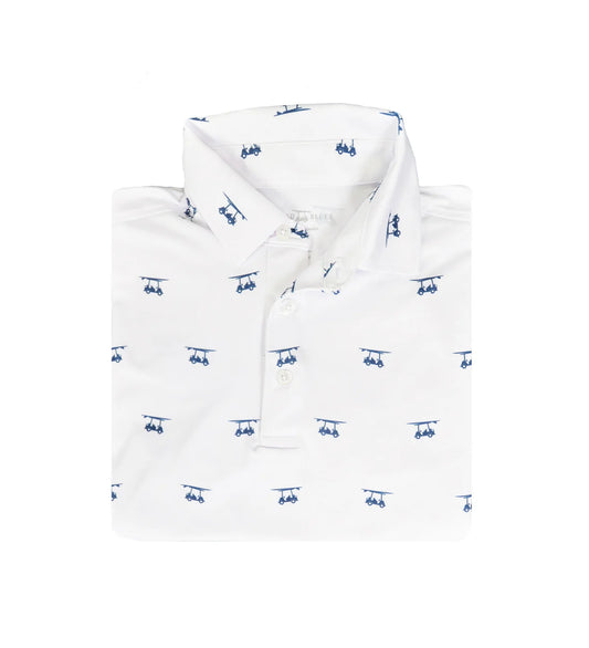 White Golf Pattern Polo